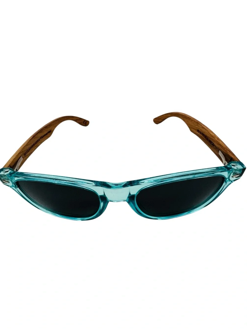 Woodasunglasses Turquoise Frame Sunglasses with Wood-Effect Temples
